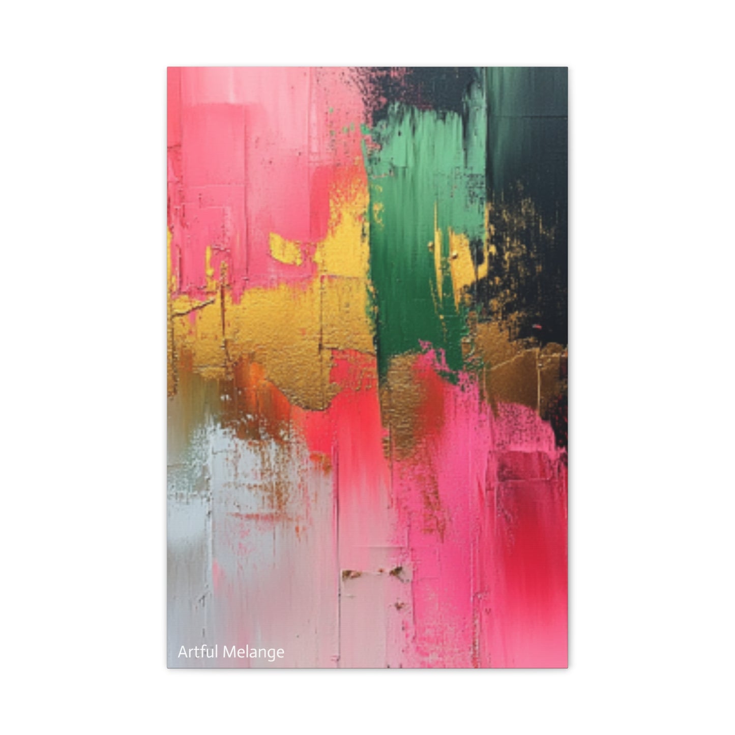 Acrylic Abstract Canvas Print - Homage to the Divine Nine/Pink Green Black and Gold 2