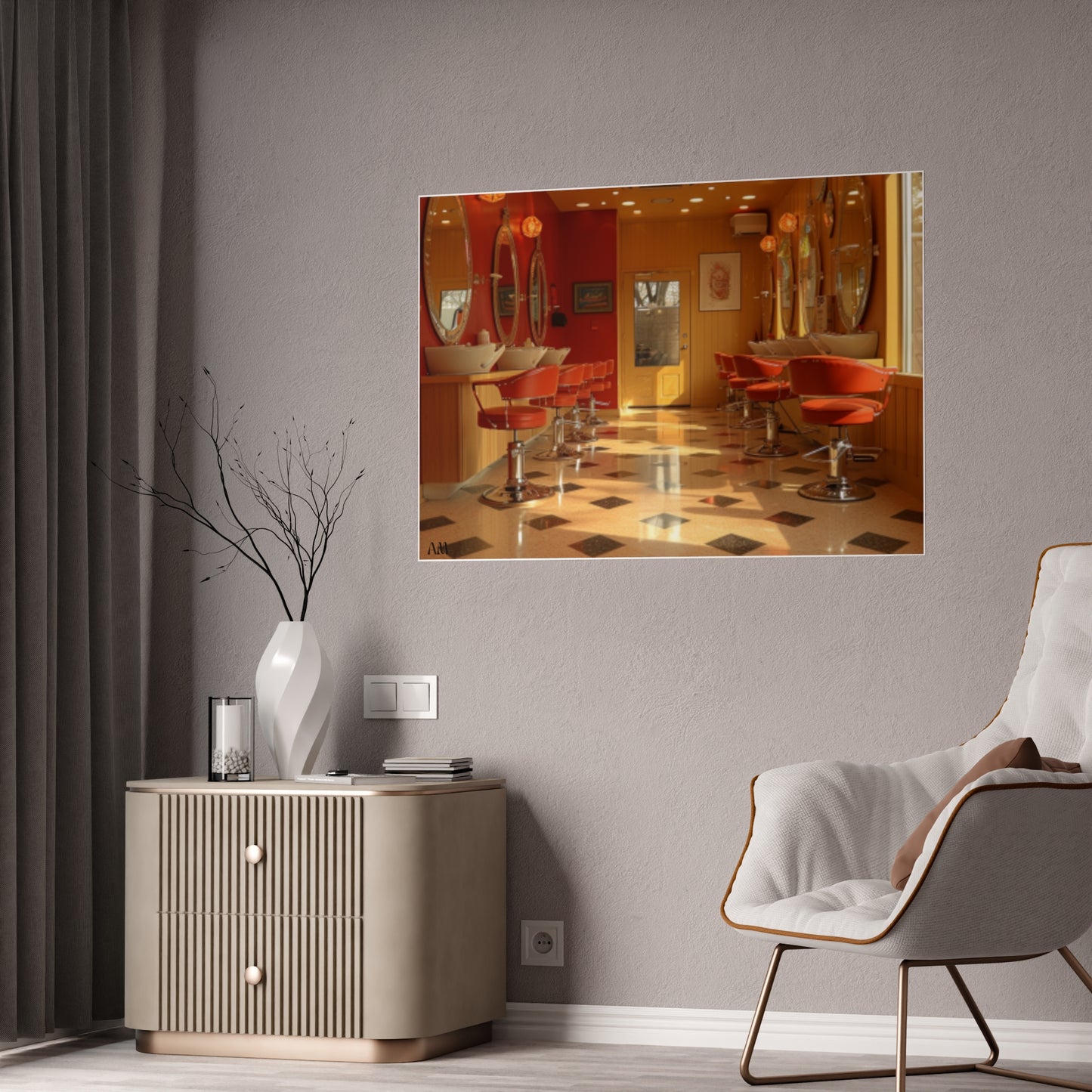 Black Hair Salon Interiors: Poster Prints Celebrating Style
