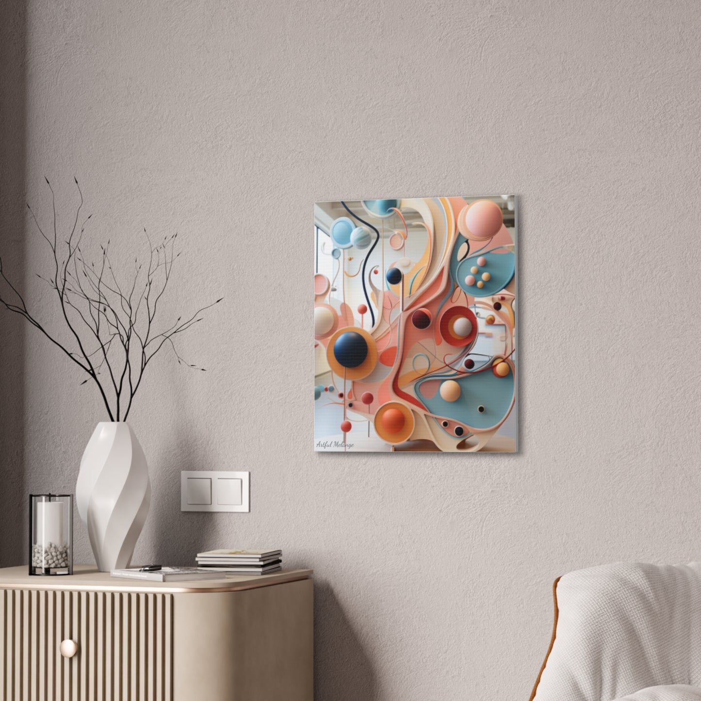 Harmony in Cyan and Peach- Graphic Print