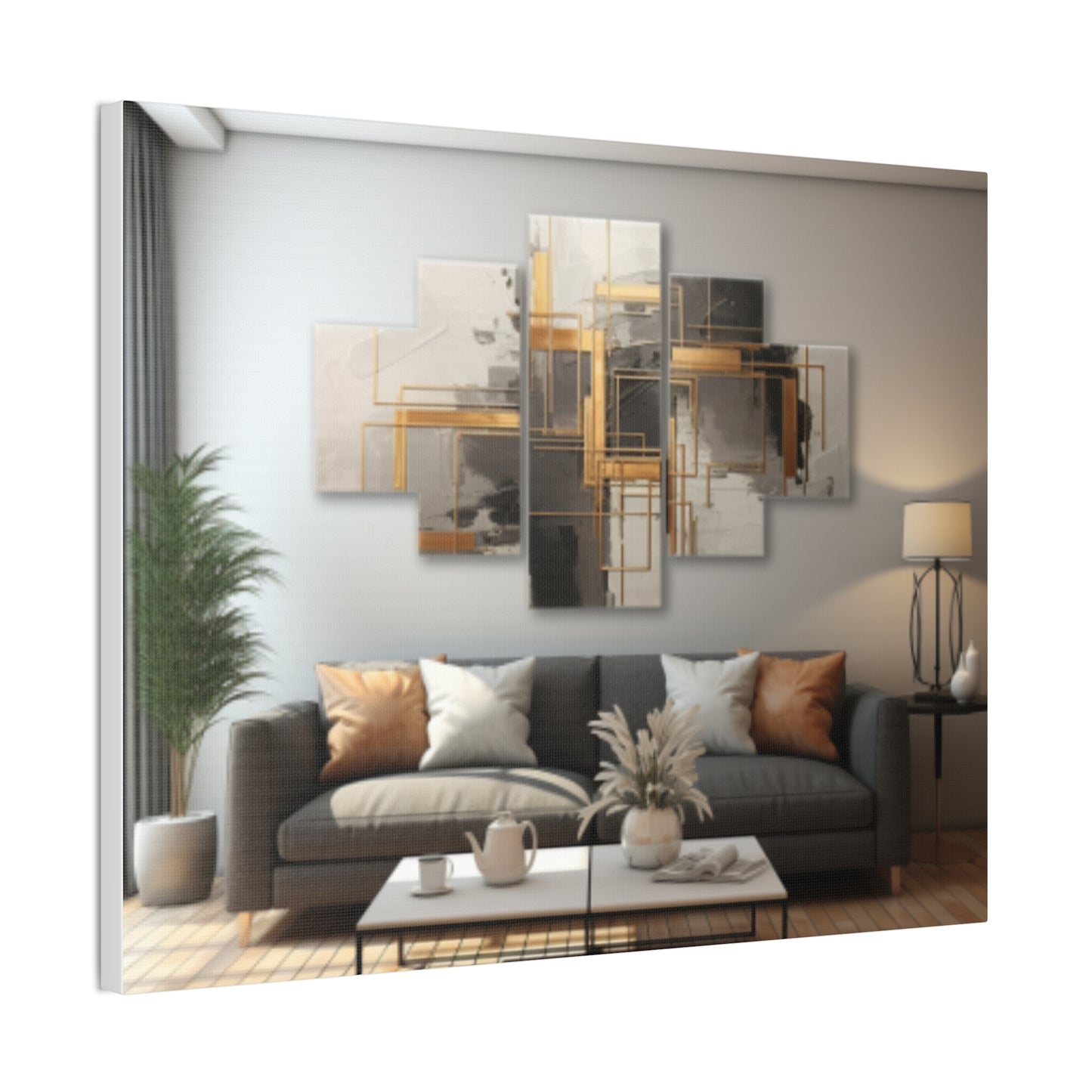 Gold and Black Elegance: A Symphony of Sophistication Canvas Print