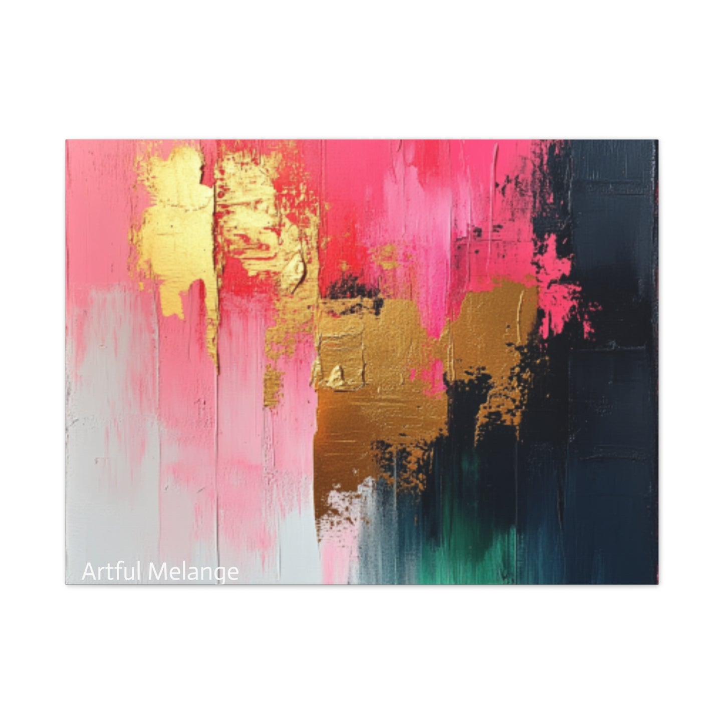 Acrylic Abstract Canvas Print - Homage to the Divine Nine/Pink Green Black and Gold 4