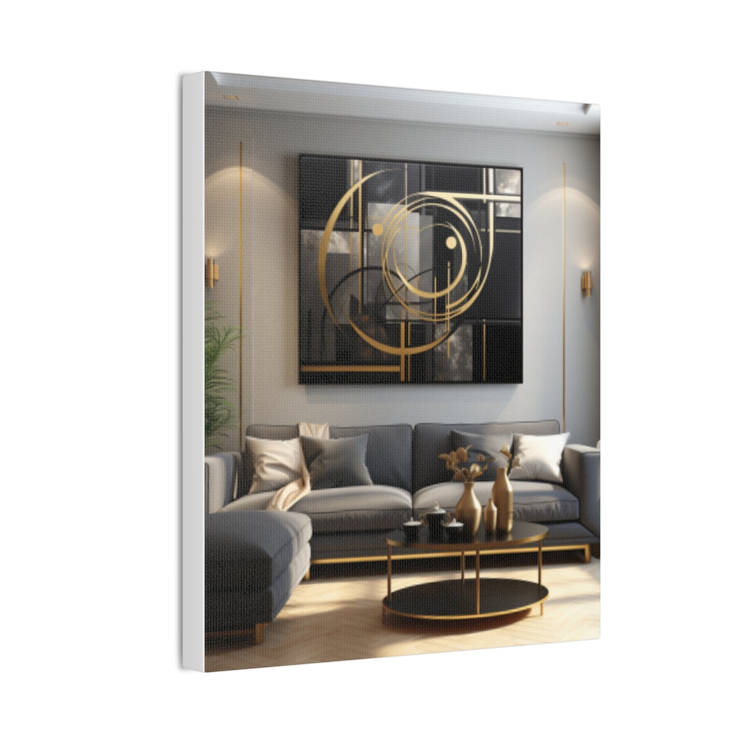 Gold and Black Elegance: A Symphony of Sophistication Canvas Print