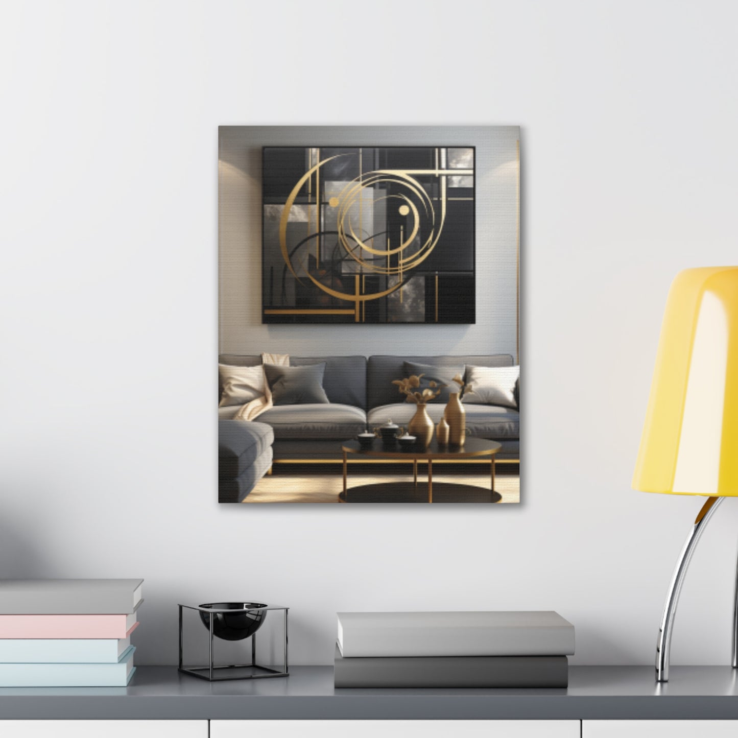 Gold and Black Elegance: A Symphony of Sophistication Canvas Print