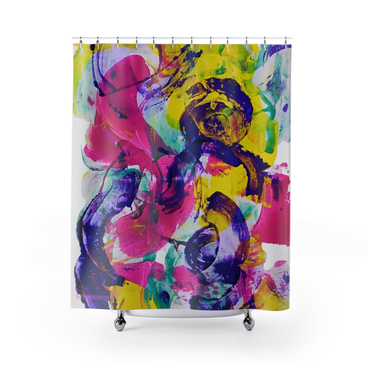 Canvas Cascade: Abstract Acrylic Art Shower Curtain Collection