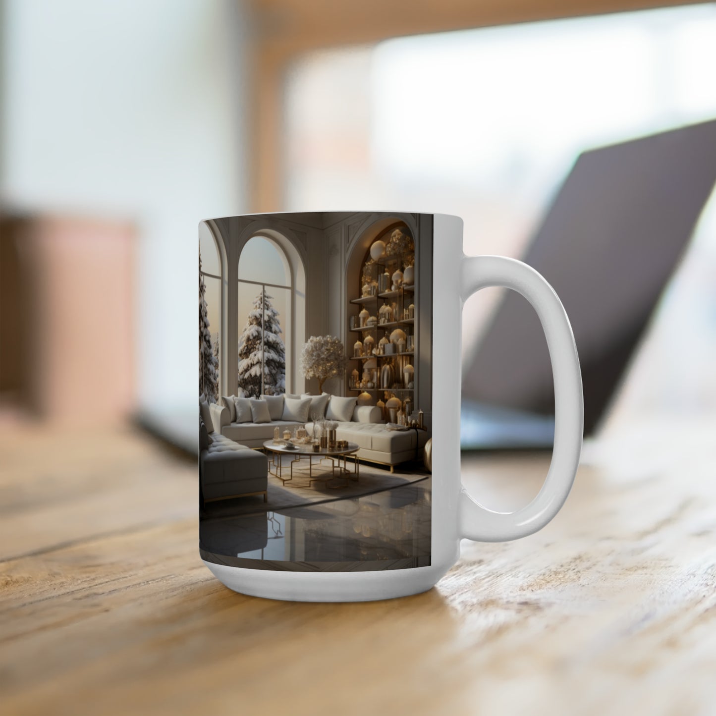 Elegance in Gold & White Holiday Mug15oz