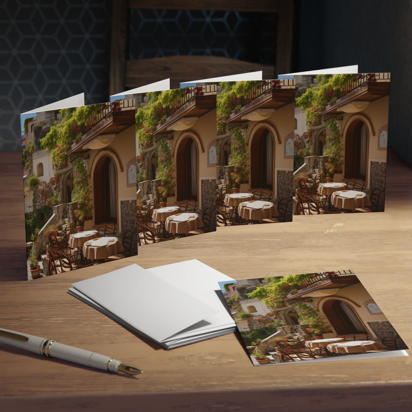 Italian Hillside Scene Design Note Cards (5-Pack)