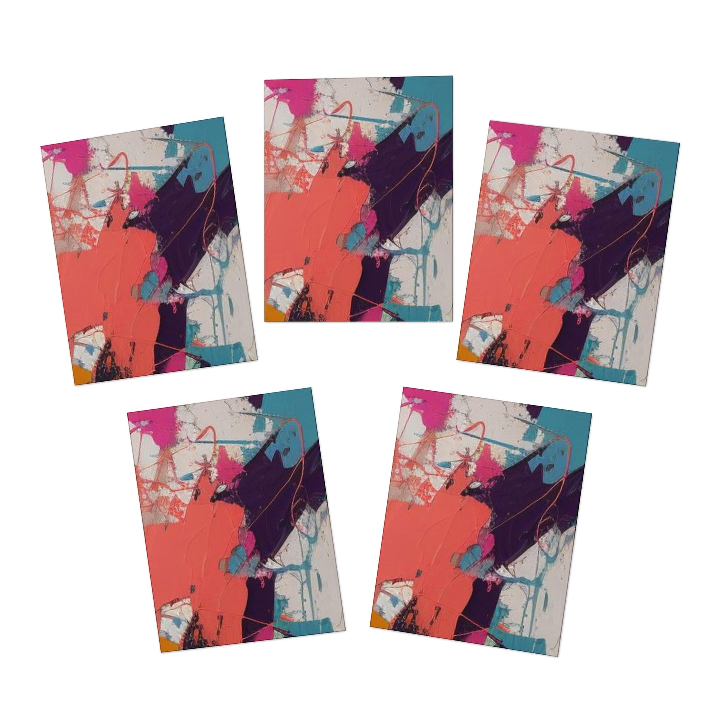 Elegance in Ink: Abstract Art Note Card Set(5-Pack)