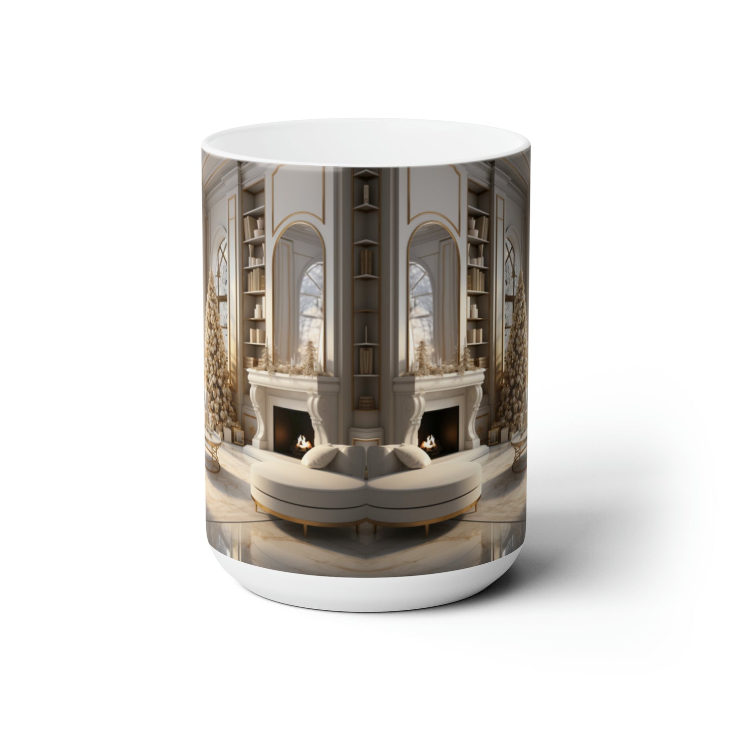 Elegance in Gold & White Holiday Mug15oz