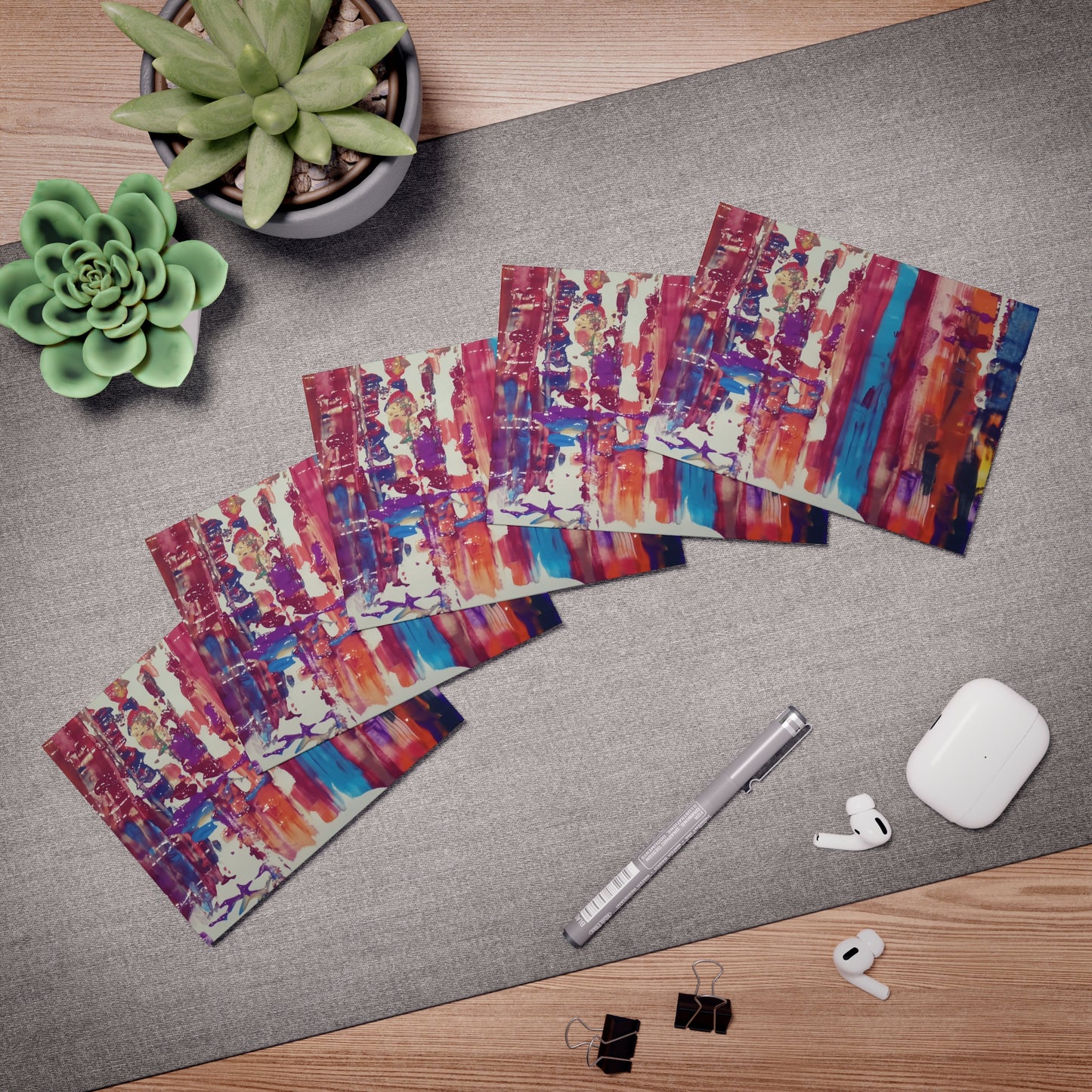 Elegance in Ink: Abstract Art Note Card Set(5-Pack)