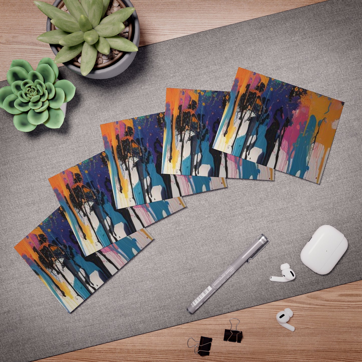 Elegance in Ink: Abstract Art Note Card Set(5-Pack)