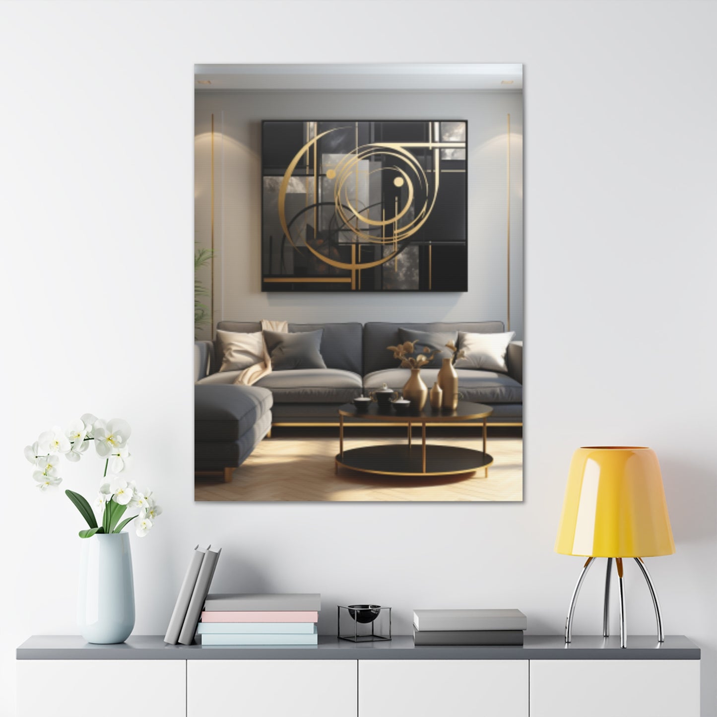 Gold and Black Elegance: A Symphony of Sophistication Canvas Print