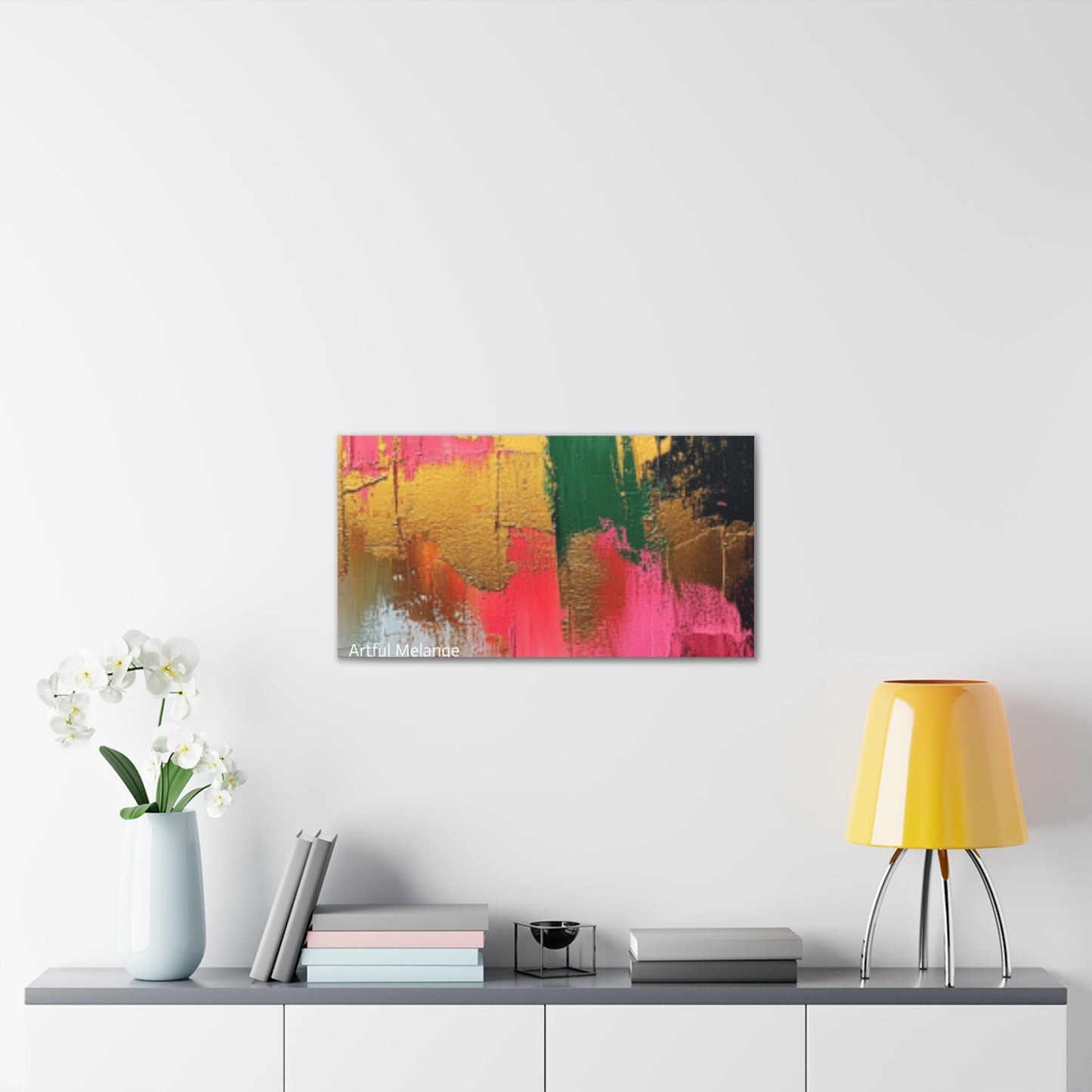 Acrylic Abstract Canvas Print - Homage to the Divine Nine/Pink Green Black and Gold 2