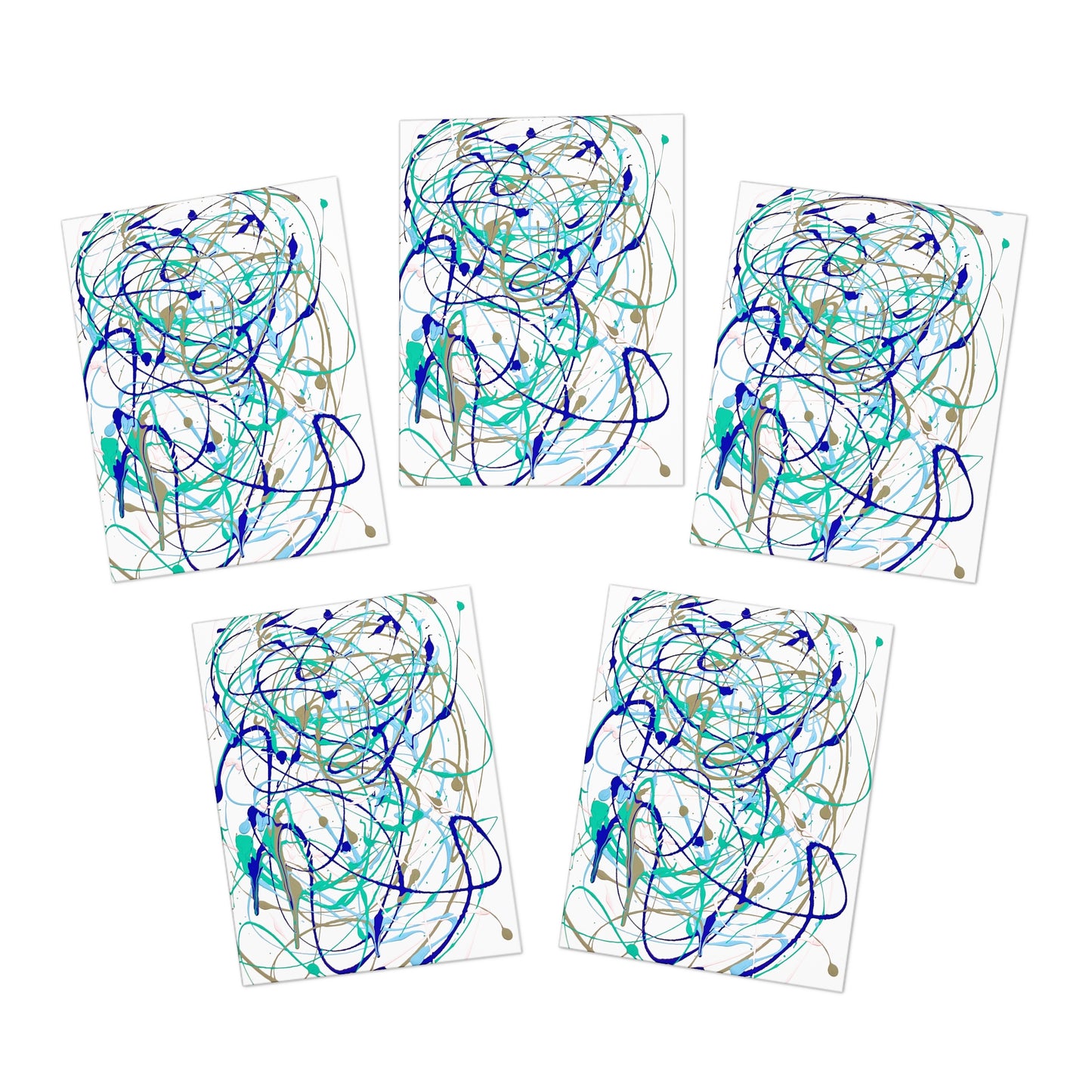 Elegance in Ink: Abstract Art Note Card Set(5-Pack)