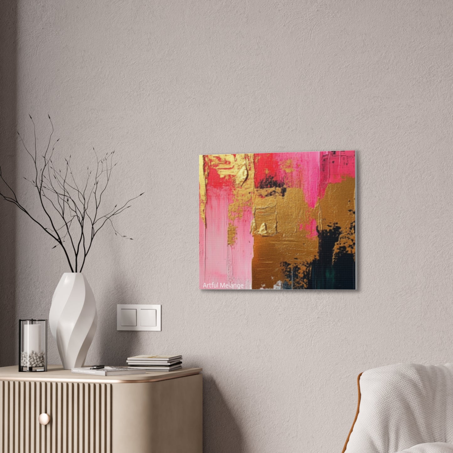 Acrylic Abstract Canvas Print - Homage to the Divine Nine/Pink Green Black and Gold 4
