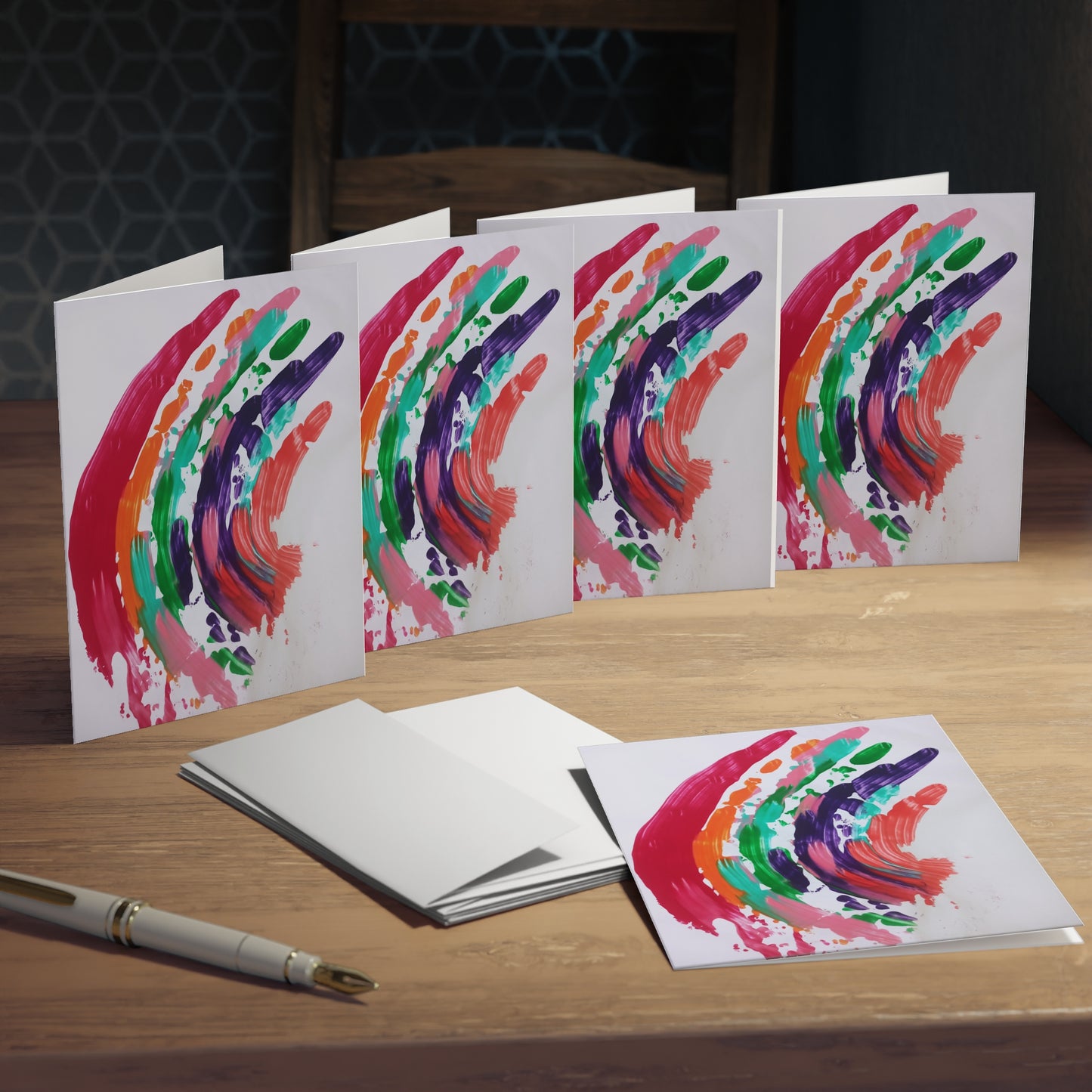 Elegance in Ink: Abstract Art Note Card Set(5-Pack)
