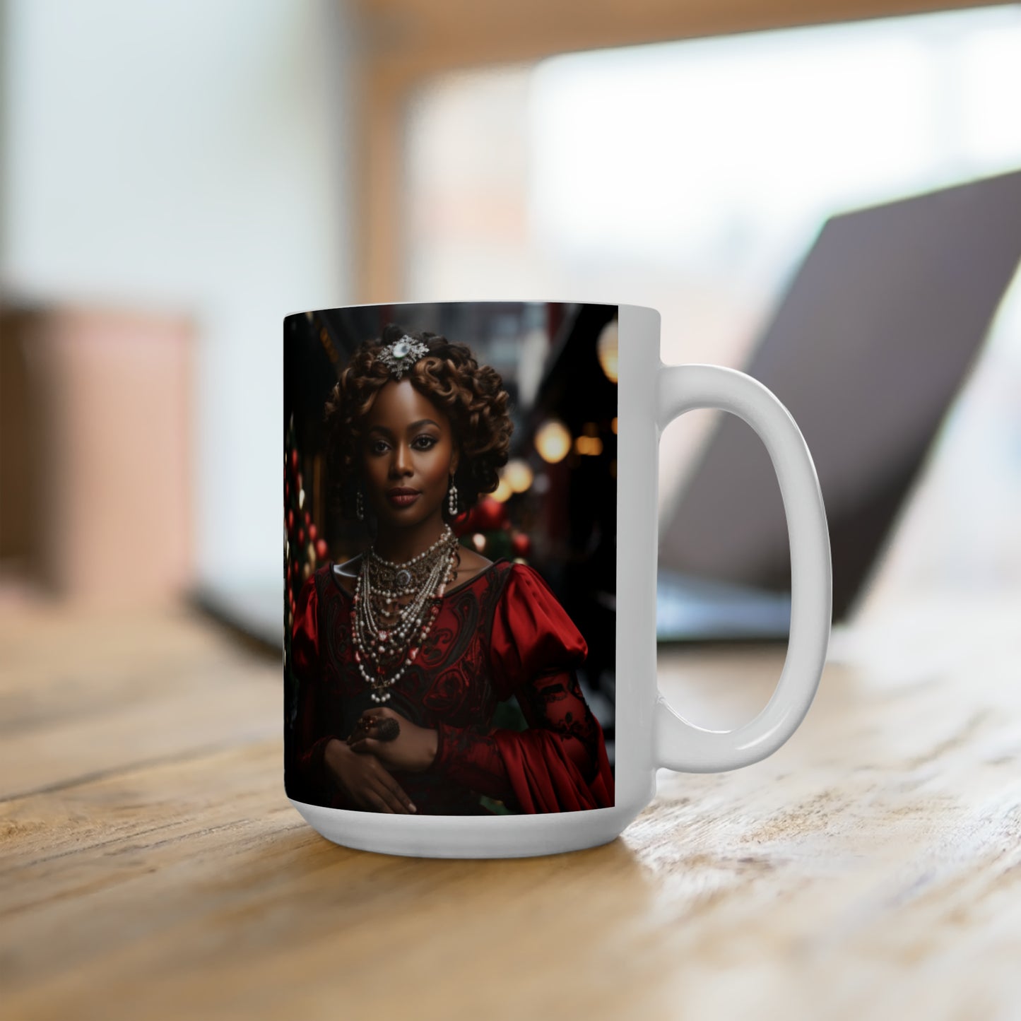 Princess Claus White Ceramic Holiday Mug 15oz