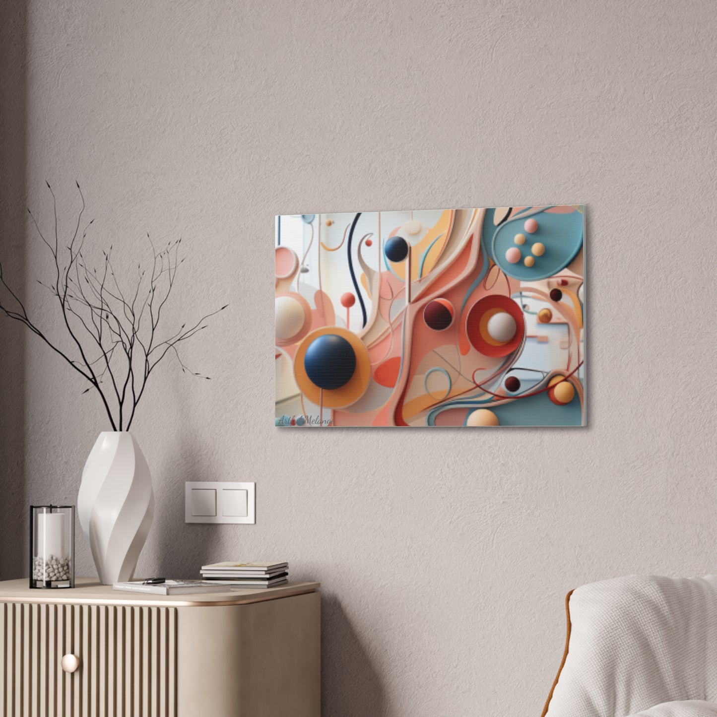 Harmony in Cyan and Peach- Graphic Print