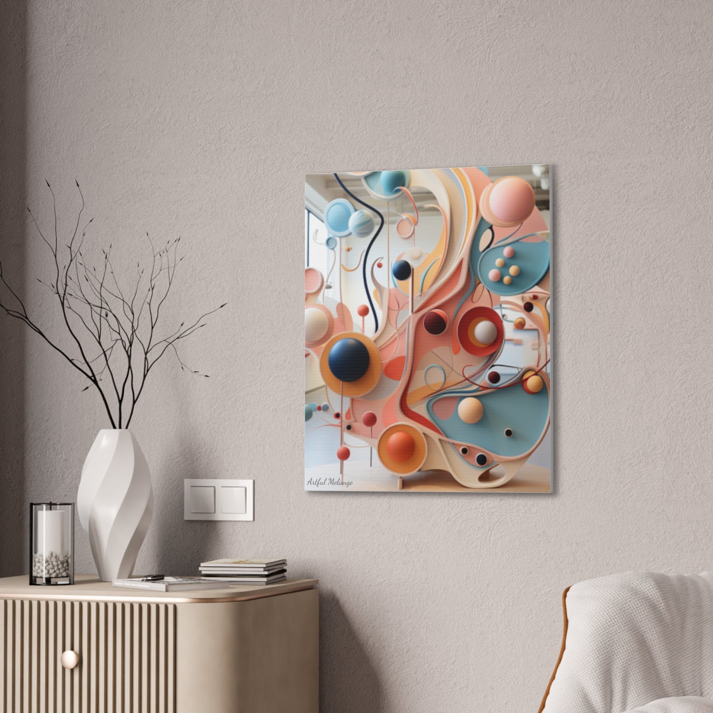 Harmony in Cyan and Peach- Graphic Print