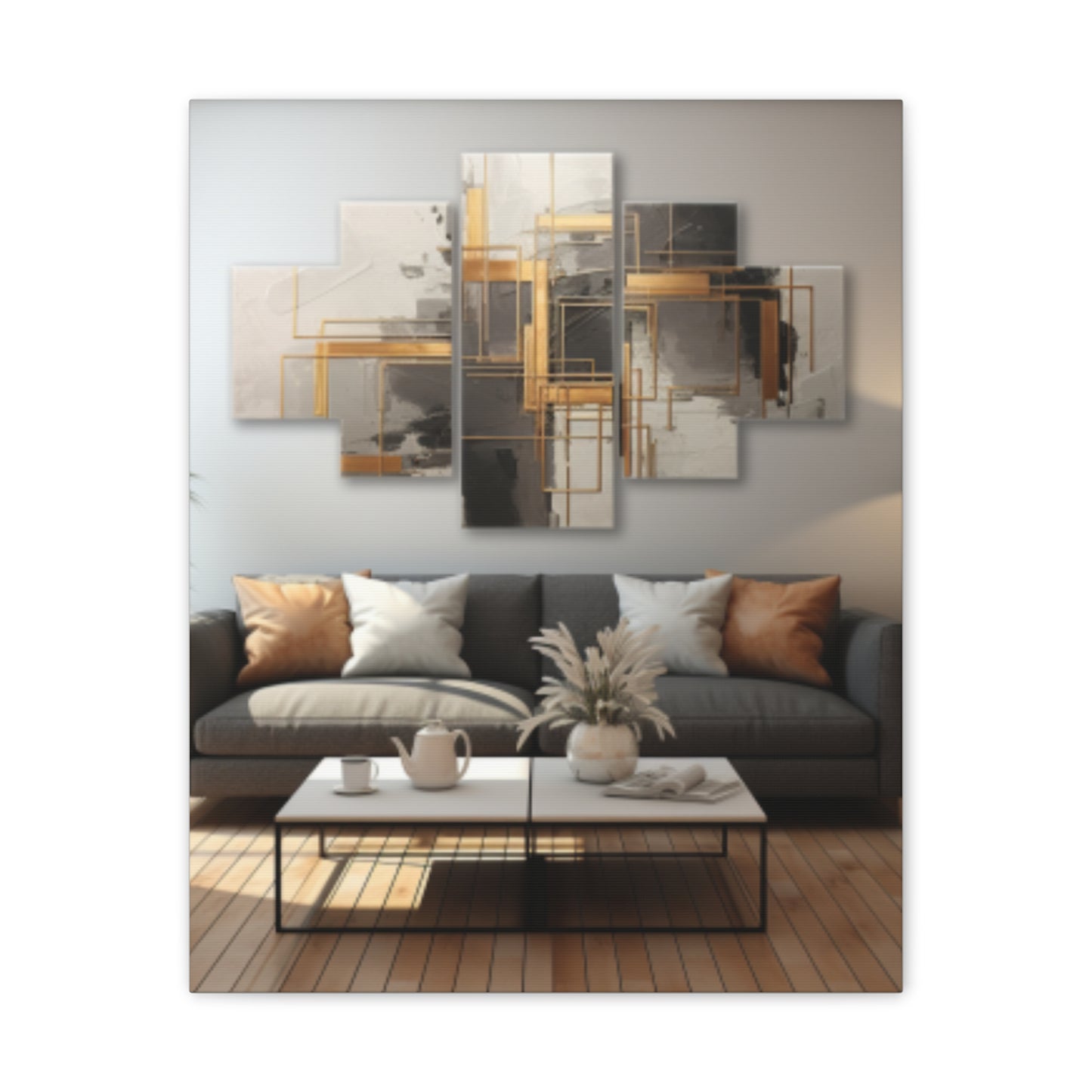 Gold and Black Elegance: A Symphony of Sophistication Canvas Print