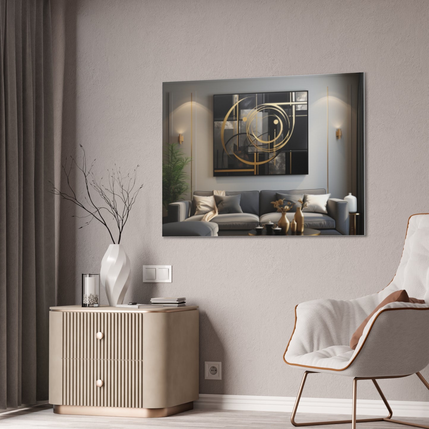 Gold and Black Elegance: A Symphony of Sophistication Canvas Print