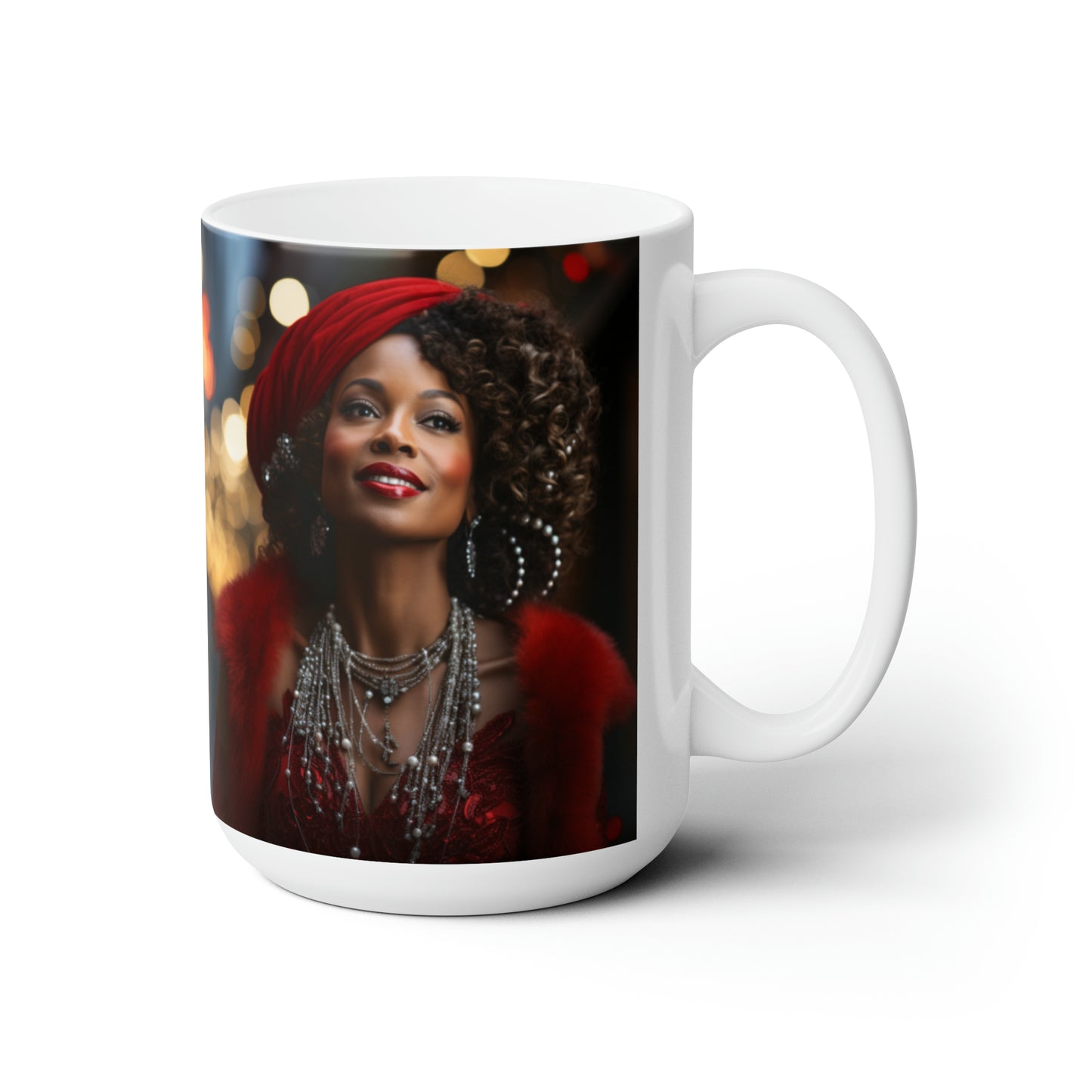 Queen Claus White Ceramic Holiday Mug 15oz