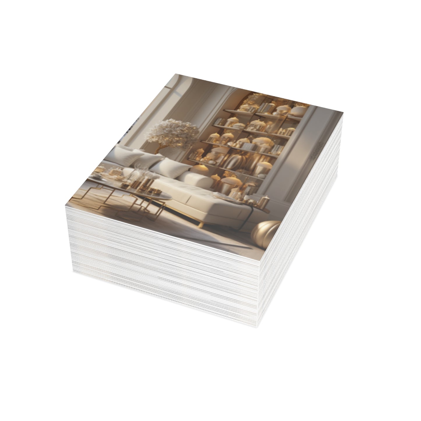 Elegance in Gold & White Christmas Notecards (1, 10, 30, and 50pcs)