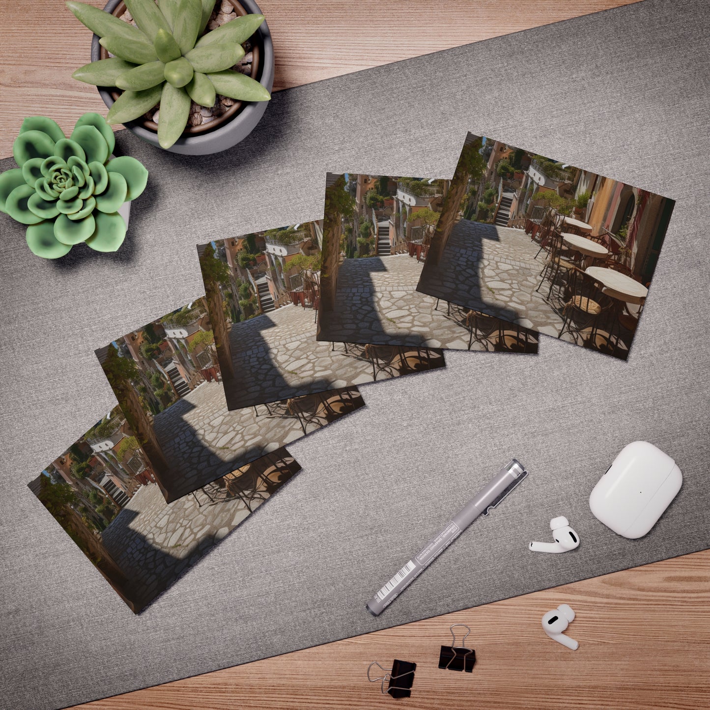 Italian Hillside Scene Design Note Cards (5-Pack)
