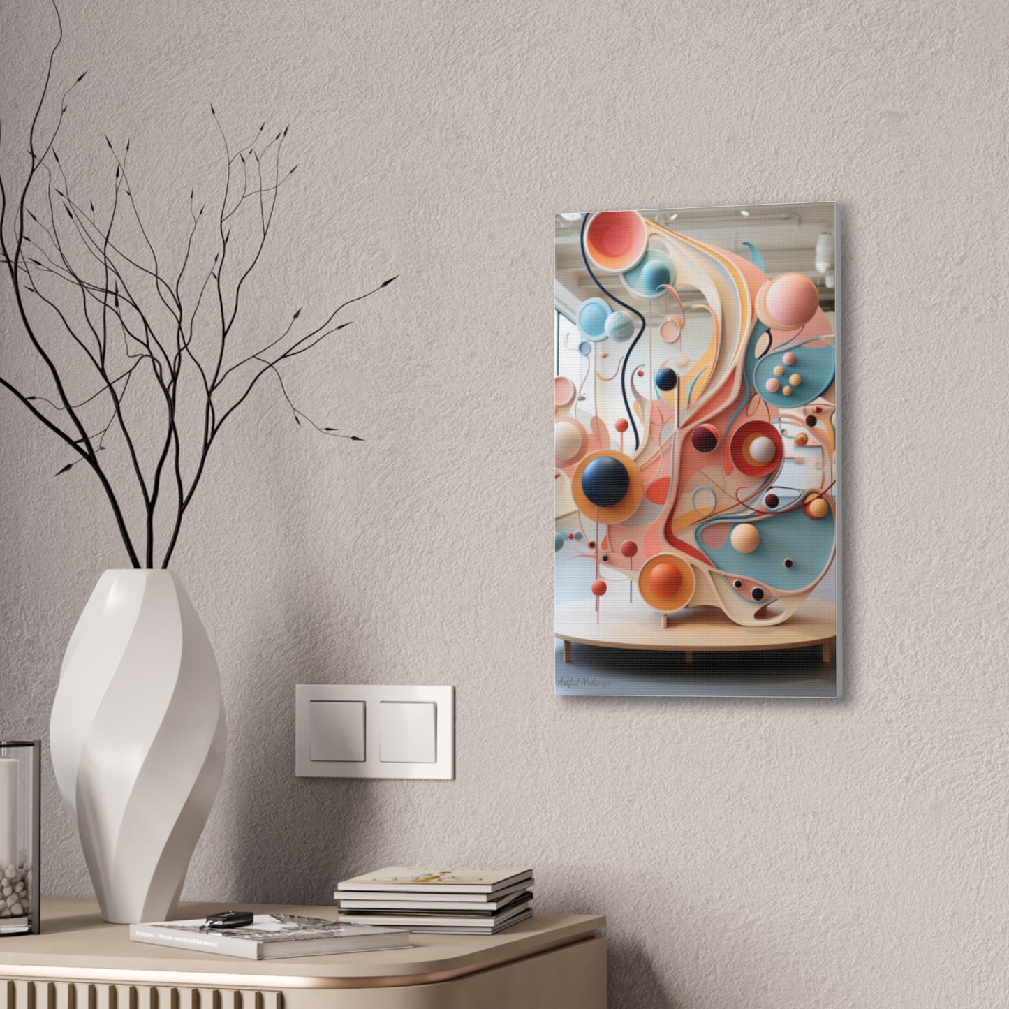 Harmony in Cyan and Peach- Graphic Print
