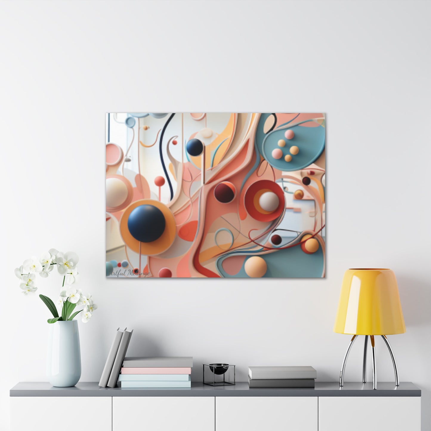 Harmony in Cyan and Peach- Graphic Print