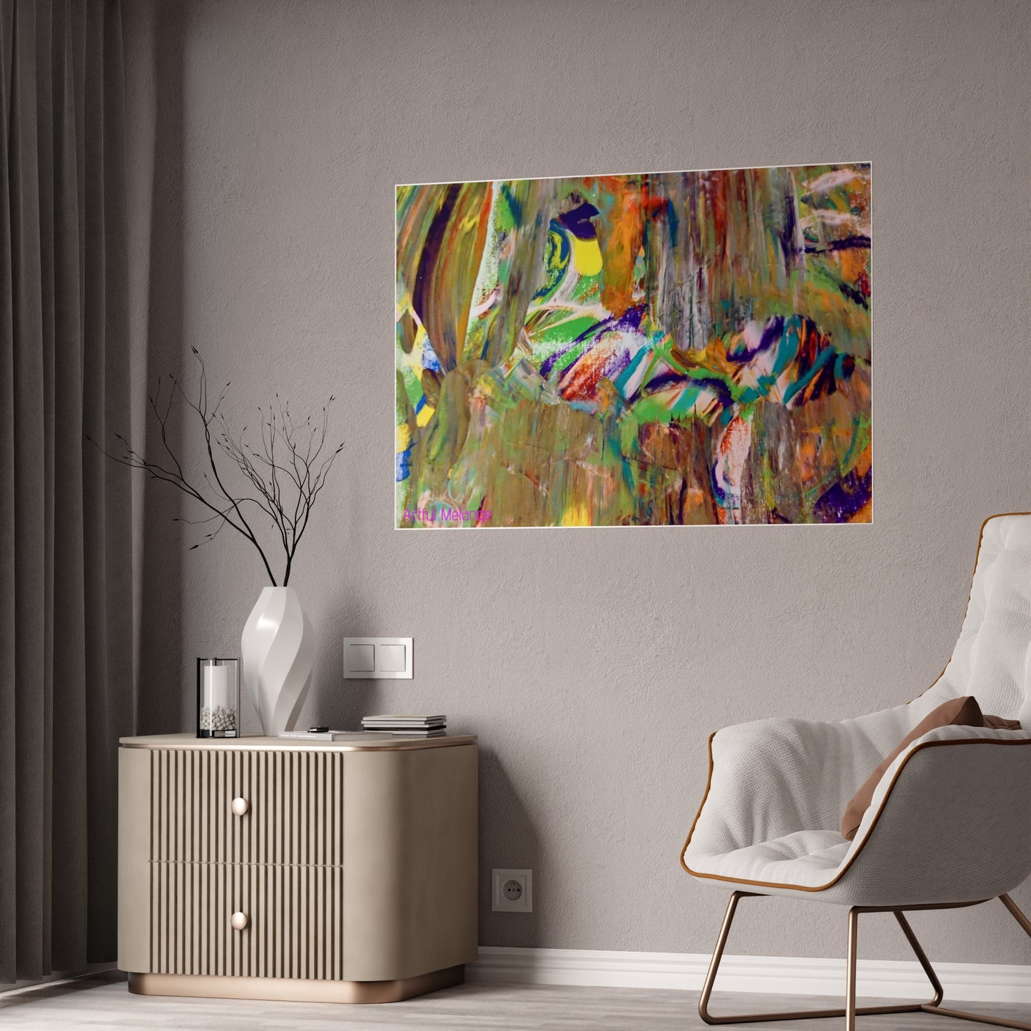 Gleaming Acrylic Abstract Poster: A Spectrum of Colorful Elegance
