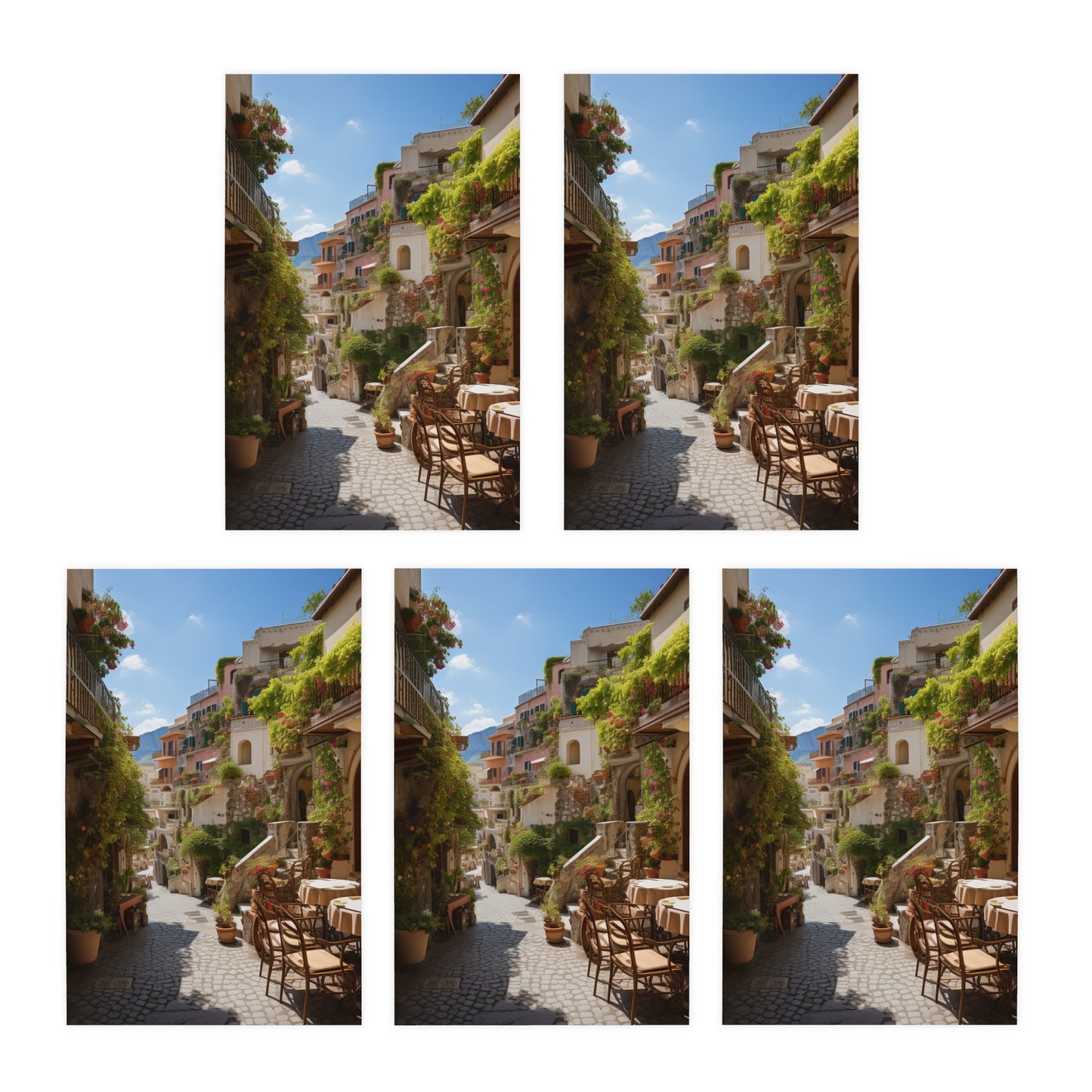 Italian Hillside Scene Design Note Cards (5-Pack)