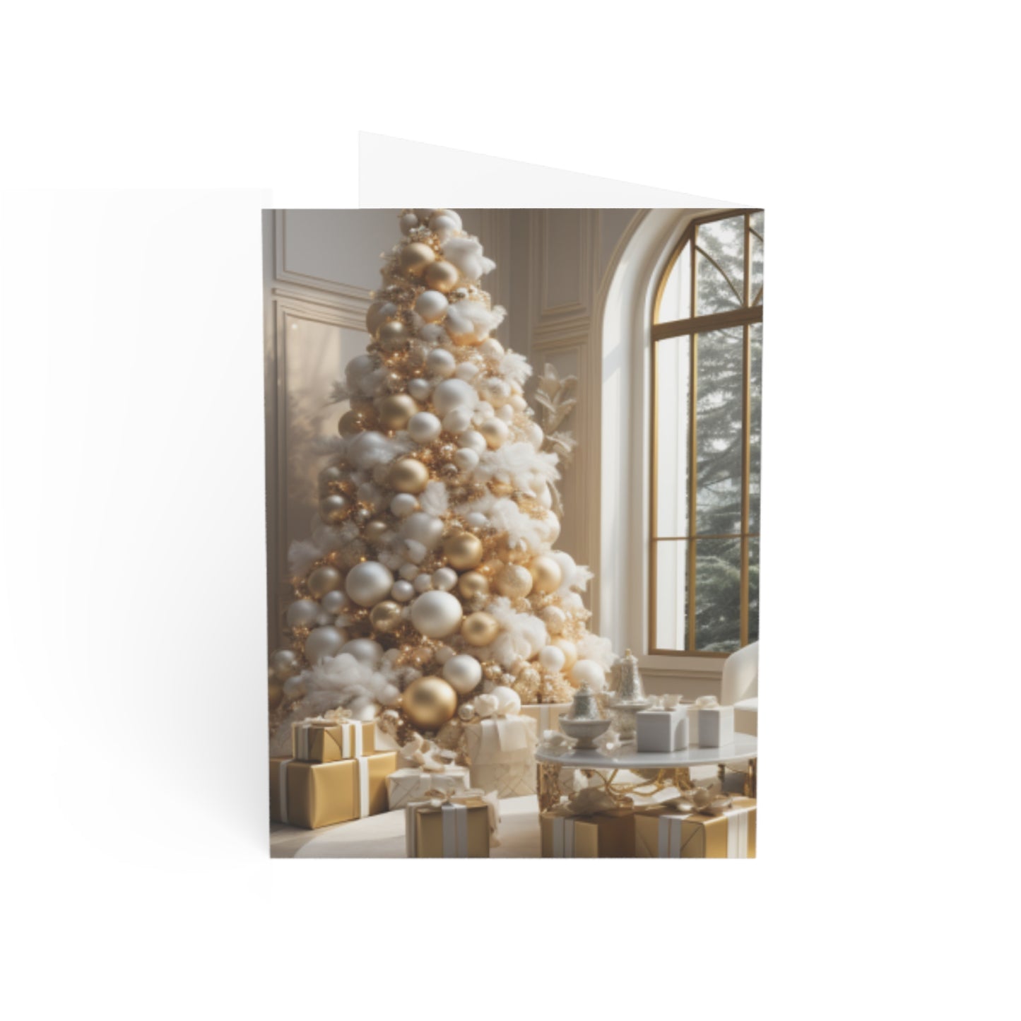 Elegance in Gold & White Christmas Notecards (1, 10, 30, and 50pcs)