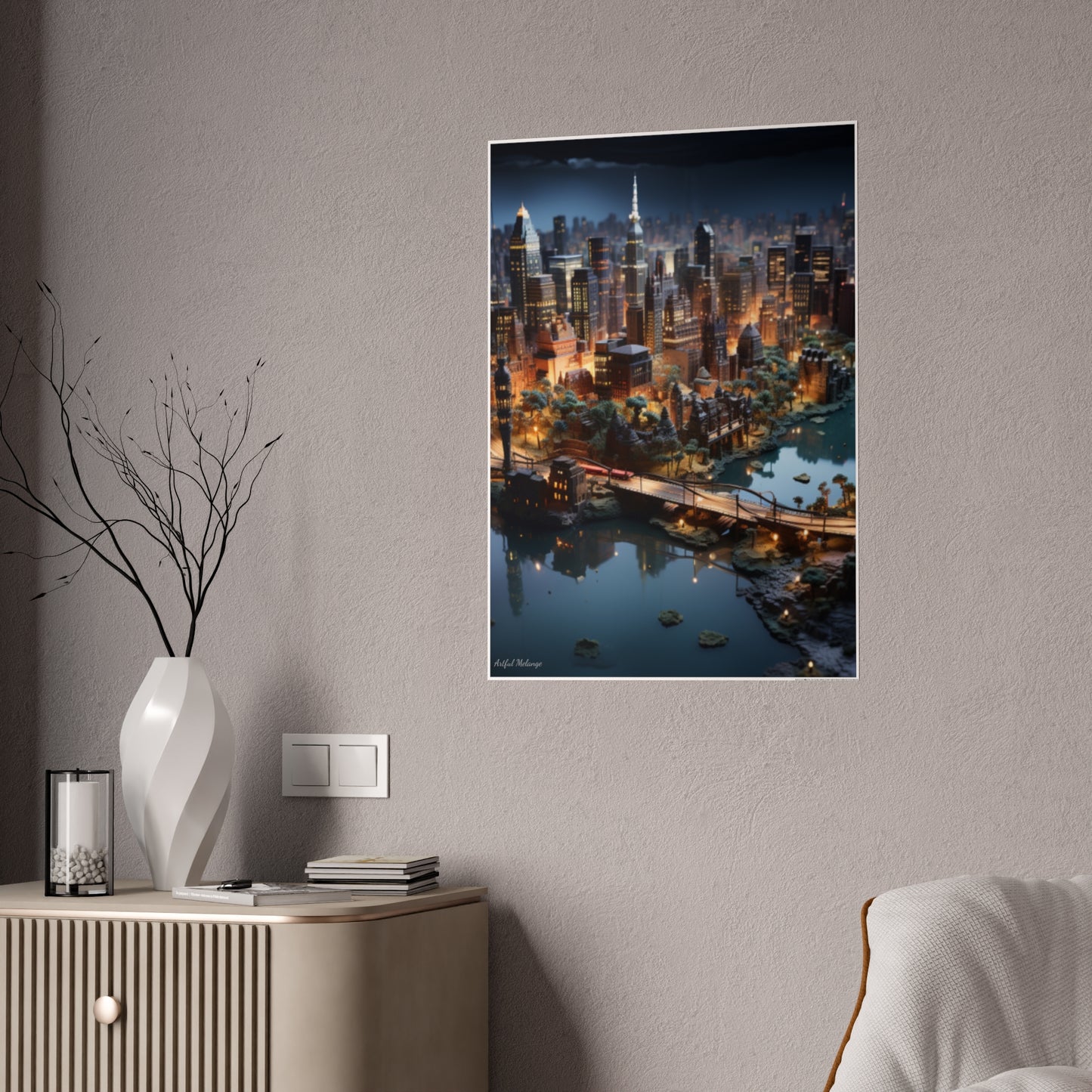 Skyline Vista: Hyper-Realistic 3D Cityscape Posters