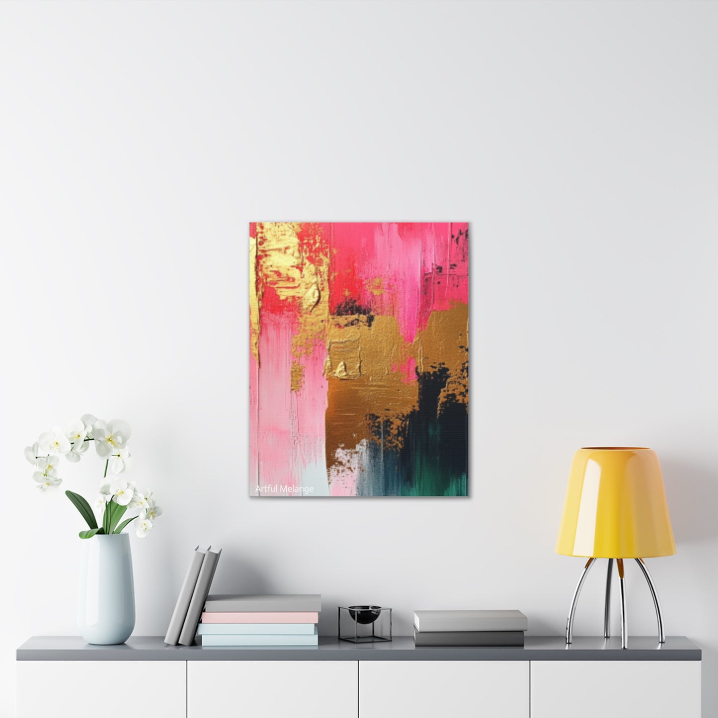 Acrylic Abstract Canvas Print - Homage to the Divine Nine/Pink Green Black and Gold 4