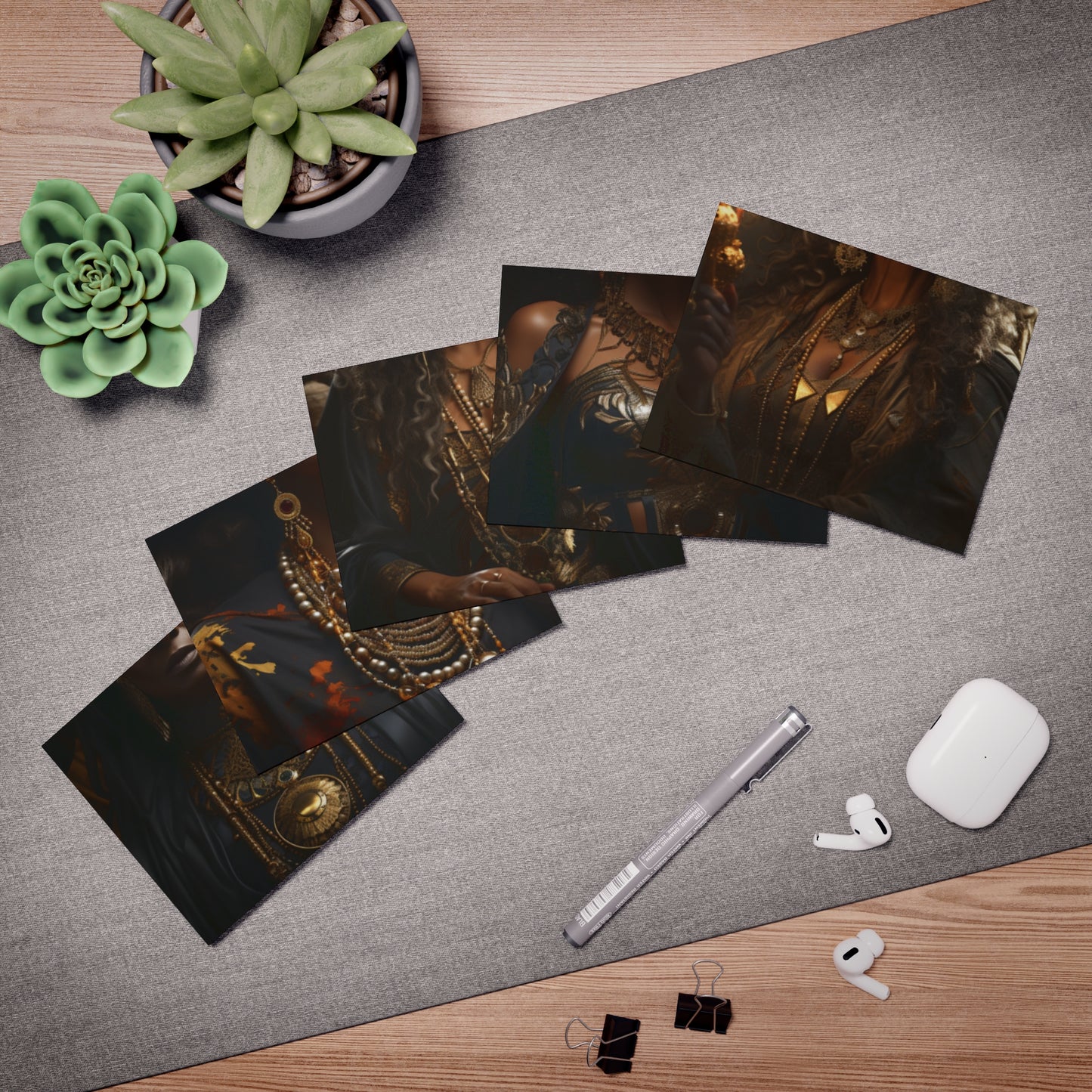 Majestic African Queens: Celebrating Modern Elegance in Resplendent Note Cards (5-Pack)