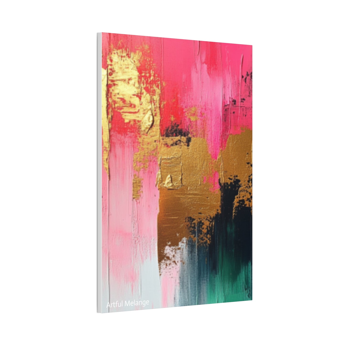 Acrylic Abstract Canvas Print - Homage to the Divine Nine/Pink Green Black and Gold 4