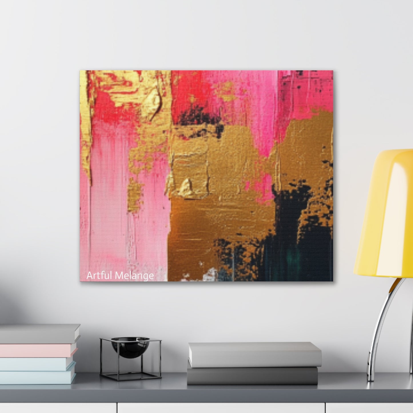 Acrylic Abstract Canvas Print - Homage to the Divine Nine/Pink Green Black and Gold 4