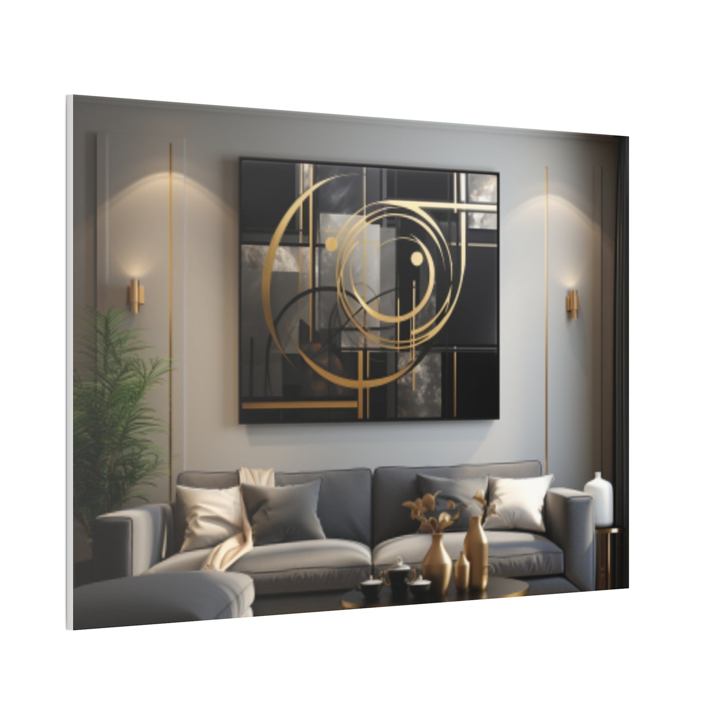 Gold and Black Elegance: A Symphony of Sophistication Canvas Print