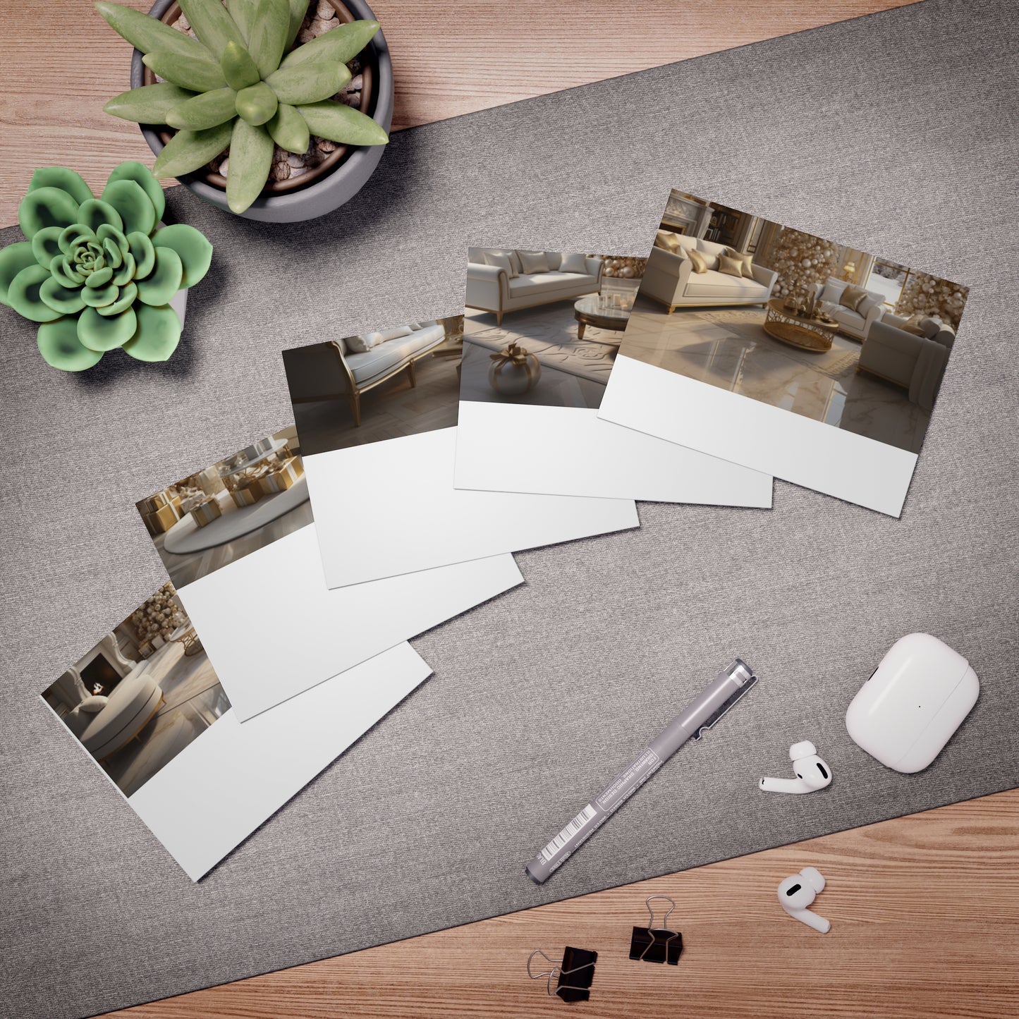 Elegance in Gold and White Christmas Notecards(5-Pack)