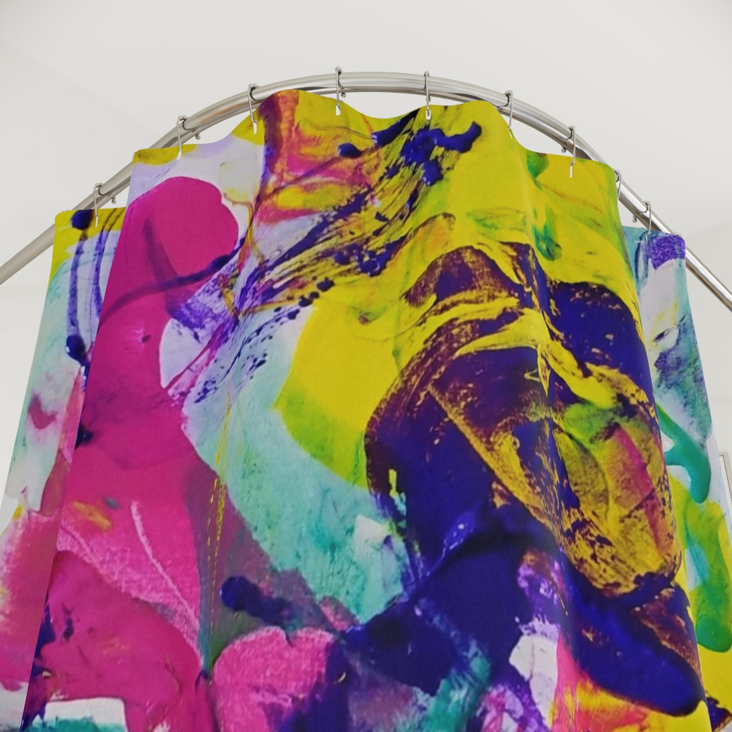 Canvas Cascade: Abstract Acrylic Art Shower Curtain Collection