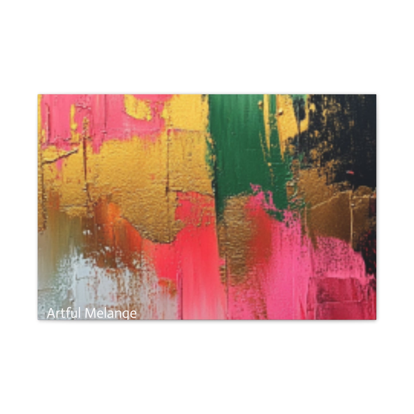 Acrylic Abstract Canvas Print - Homage to the Divine Nine/Pink Green Black and Gold 2
