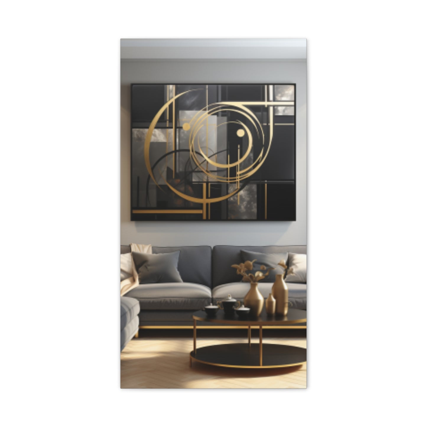 Gold and Black Elegance: A Symphony of Sophistication Canvas Print