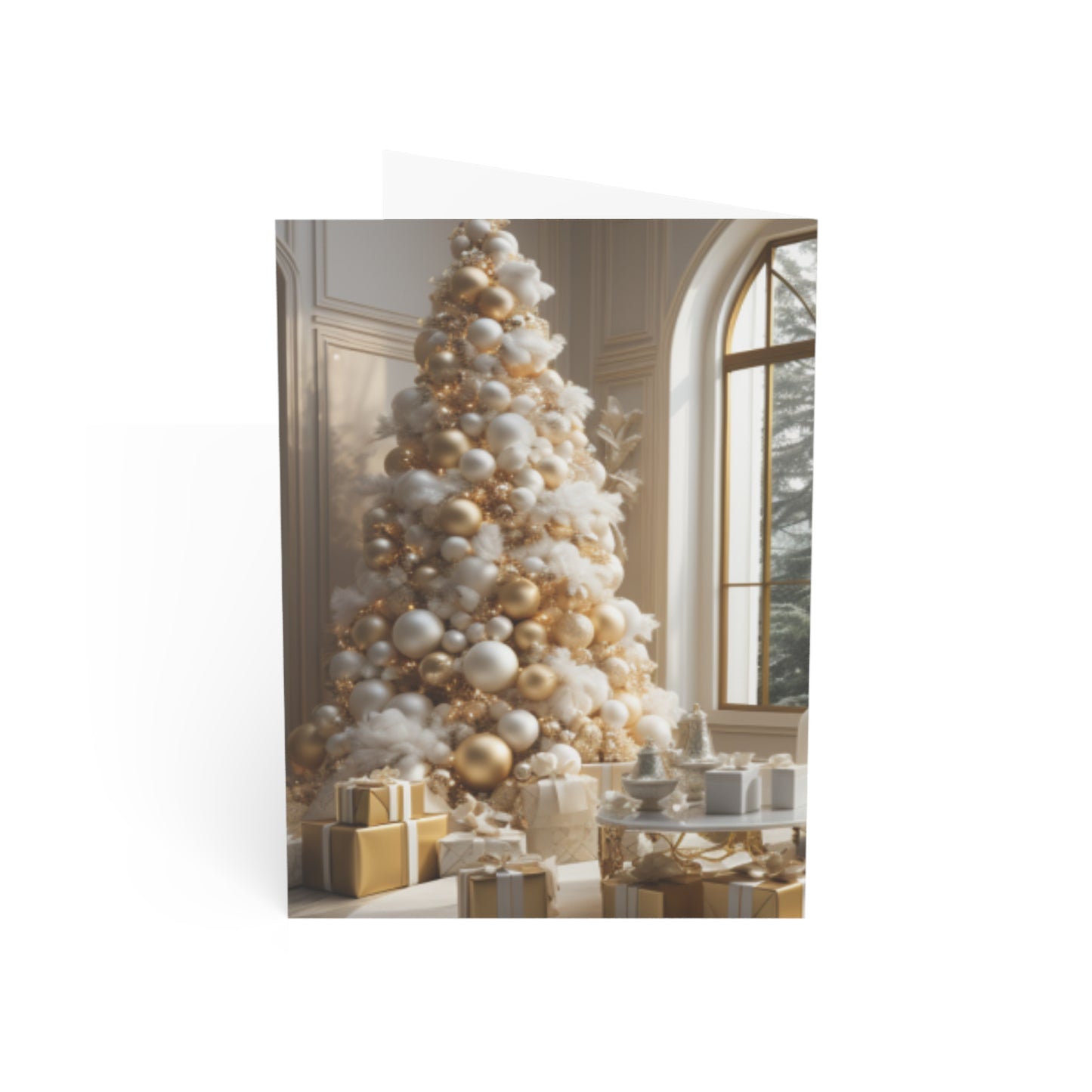 Elegance in Gold & White Christmas Notecards (1, 10, 30, and 50pcs)