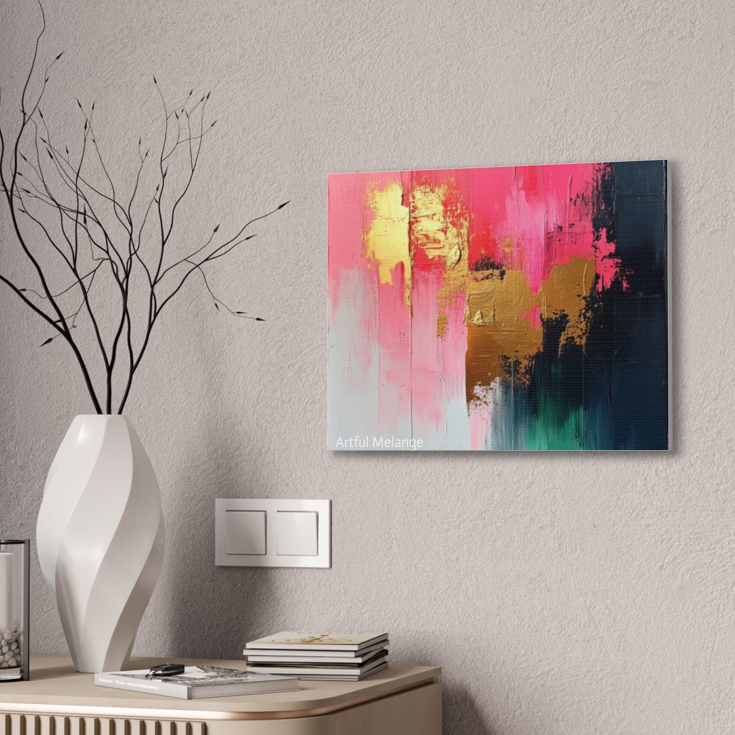Acrylic Abstract Canvas Print - Homage to the Divine Nine/Pink Green Black and Gold 4