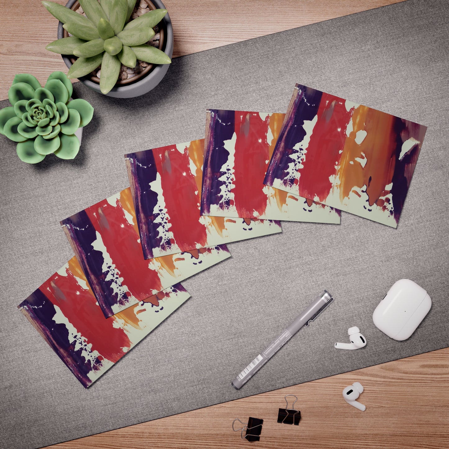 Elegance in Ink: Abstract Art Note Card Set(5-Pack)