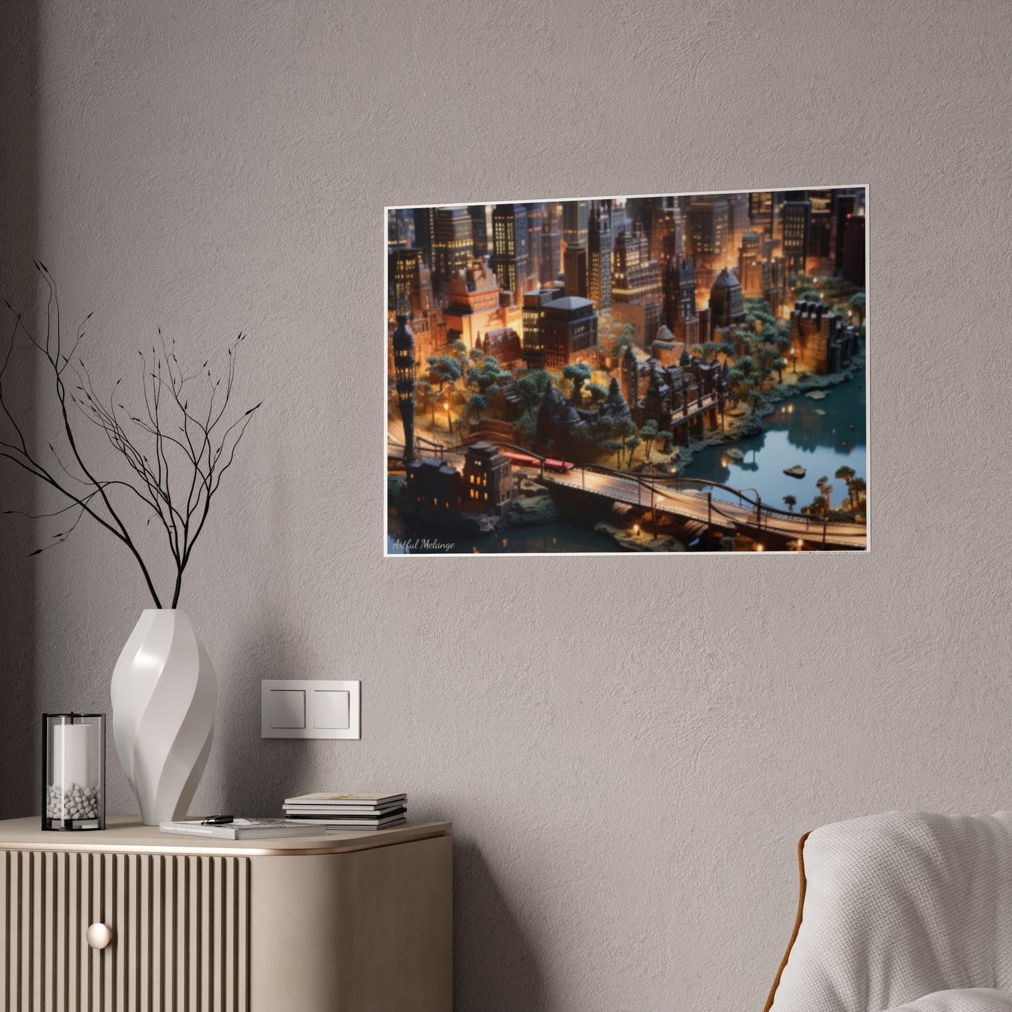 Skyline Vista: Hyper-Realistic 3D Cityscape Posters