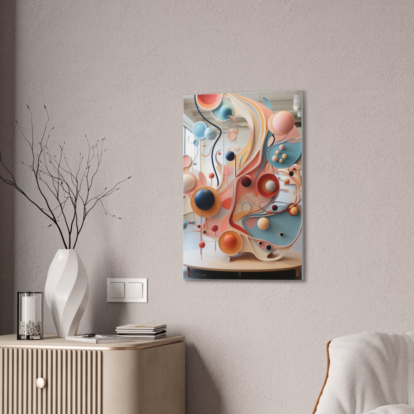 Harmony in Cyan and Peach- Graphic Print