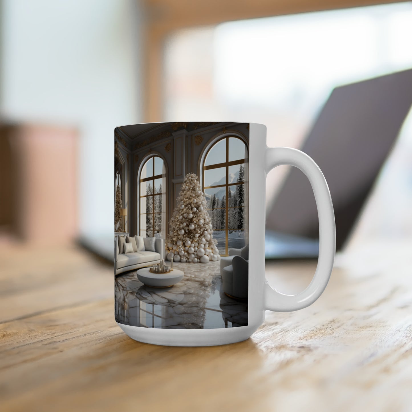 Elegance in Gold & White Holiday Mug15oz