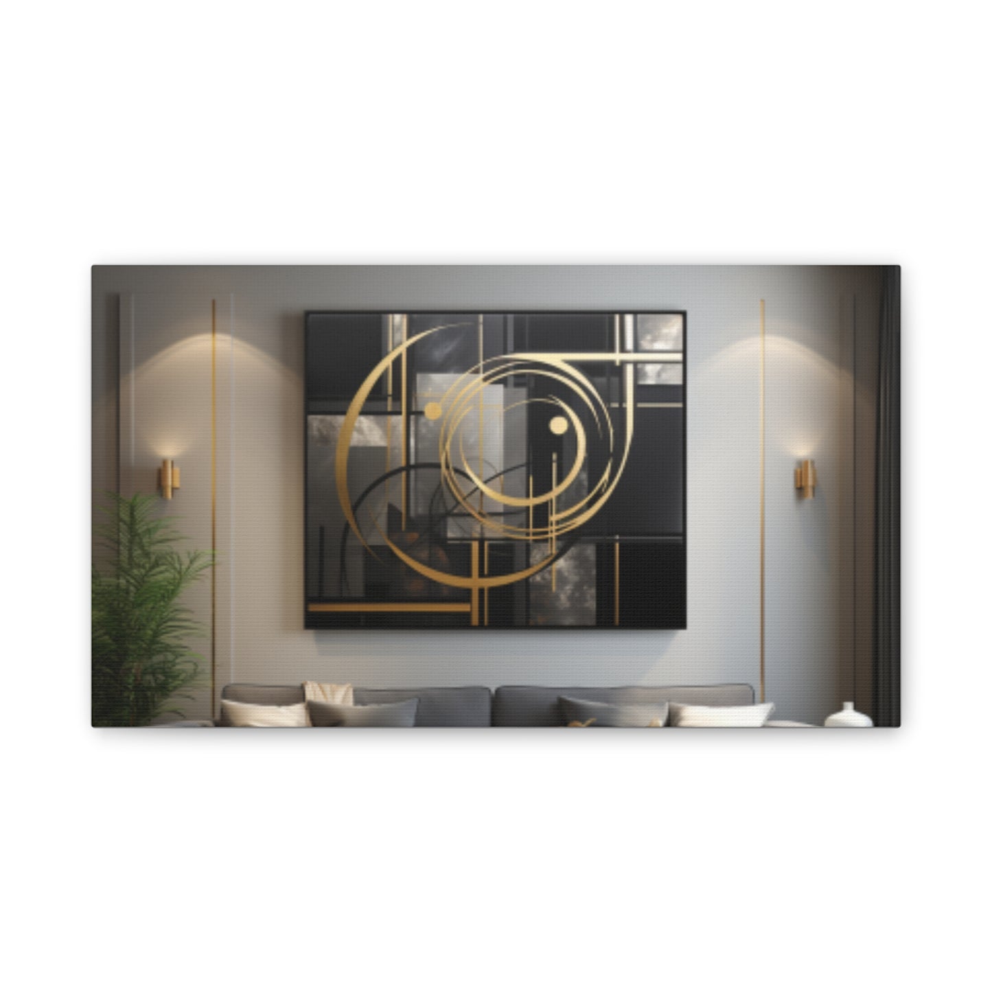 Gold and Black Elegance: A Symphony of Sophistication Canvas Print