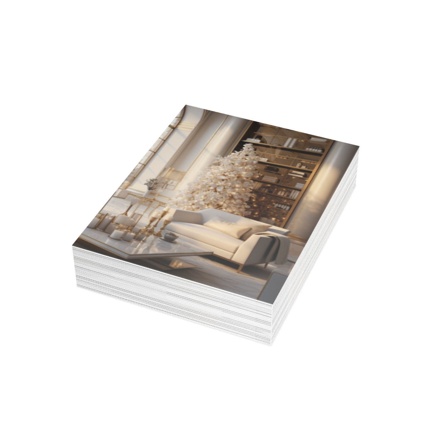 Elegance in Gold & White Christmas Notecards (1, 10, 30, and 50pcs)